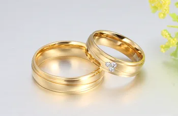 Veľkoobchod lover' prsteňa 6 mm šírka jednoduché Zlatá Farba 316L nerezovej ocele Krúžok pre mužov, ženy, svadobné šperky, doplnky