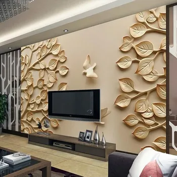 Veľkoobchod abstraktných de parede lístia stromov holub nástennú maľbu, TV joj pre spálňa izba 3d stenu foto nástenná maľba vinyl na stenu-nálepky