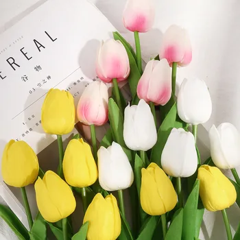 Umelé Kvety, Domáce Dekorácie Skutočný Dotyk Kvety Tulipány Kytice Narodeninovej Party Svadobné Dekorácie Falošné Kvet 6pcs