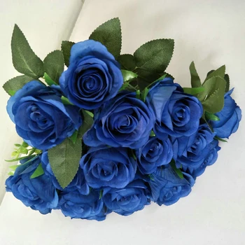 Modrá Enchantress Handričkou Umelé Ruže Kytice Veranda, Balkón, Obývacia Izba, Jedáleň Nočný Stolík Simulácia Kvetinová Výzdoba