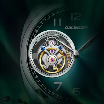 AESOP Skutočné Hodinky Tourbillon Pre Mužov Mechanické Hodinky Limitovaná Edícia Luxusných Ručné Navíjanie Pohyb Kožené náramkové hodinky 2022