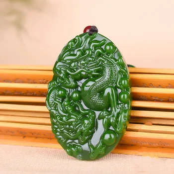 Green Jade Dragon Prívesok Náhrdelník Prírodného Čínskeho Vyrezávané Jadeite Šperky Kúzlo Amulet Módne Darčeky pre Ženy