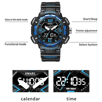 SMAEL Nové Módne pánske Hodinky Vodotesné Analógové Digitálne Hodiny Top Luxusné Náramkové hodinky Značky Vojenské Športové Hodinky pre Mužov