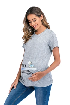 2020 Európsky a Americký štýl plus veľkosť dámske krátke rukávy tehotné ženy vytlačené T-shirt módne materská šaty
